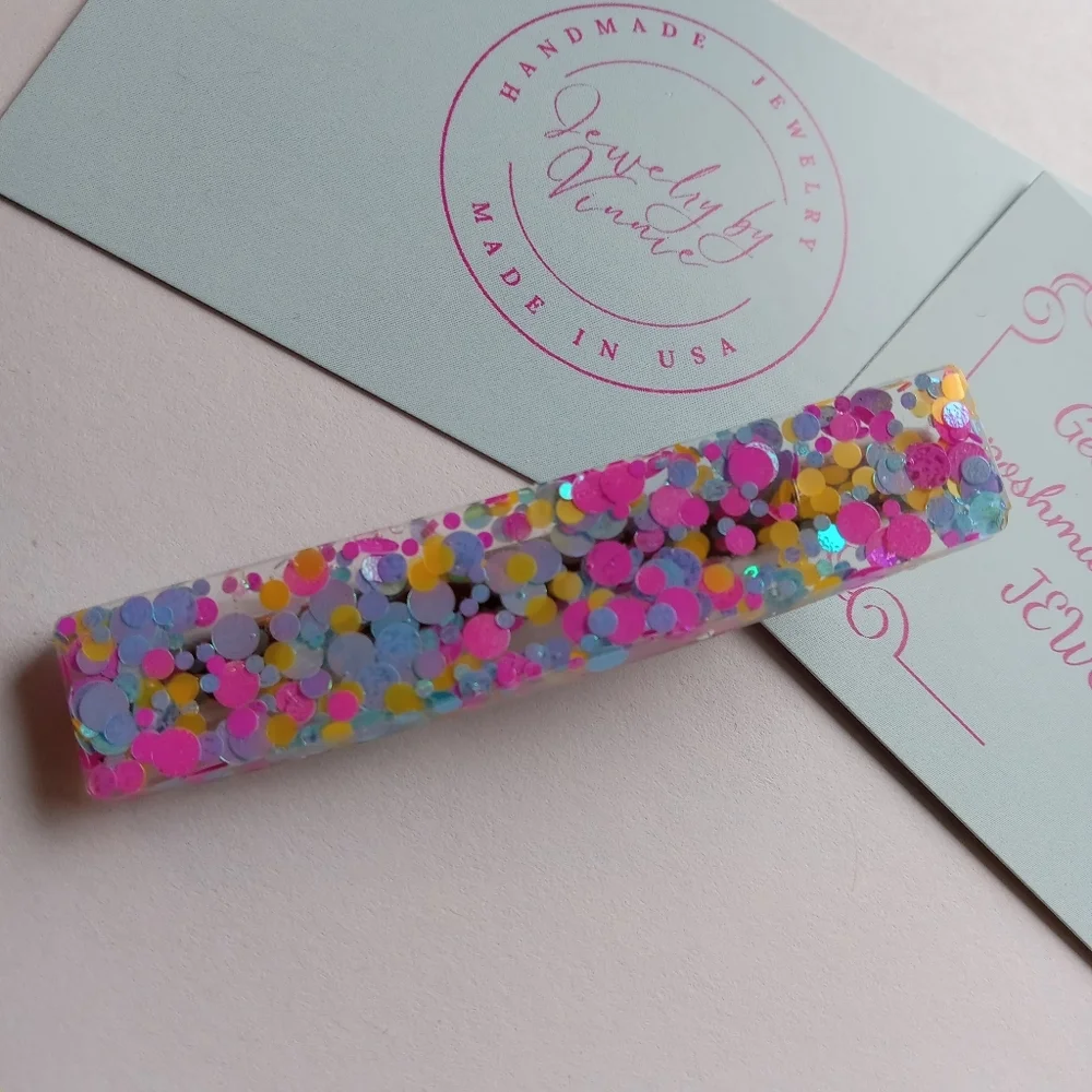 5/$25 Hand Crafted Multicolor Confetti Hair Clip